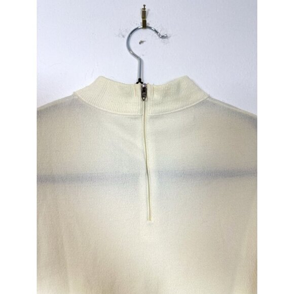 Vintage 50s Union Tag Cream Mock neck Blouse Shirt Small/ Medium P5‎ Semi Sheer - Picture 6 of 9